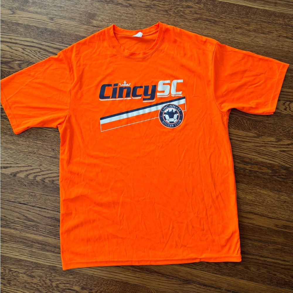 CINCY SOCCER CLUB T-Shirt Bright Orange Men's T-Shirt.